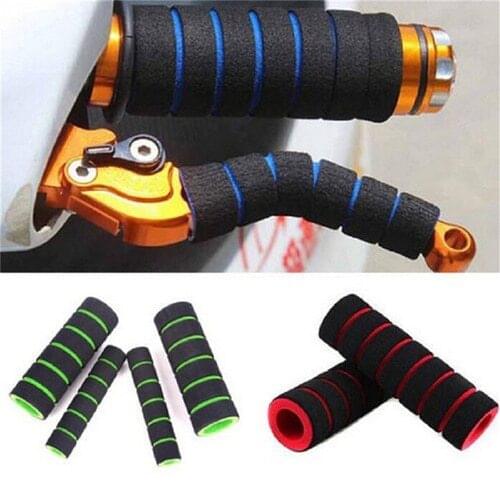 2 Pair Motorcycle Bicycle HandleBar Grip + Brake Clutch Lever Soft Sponge Cover No Pressure