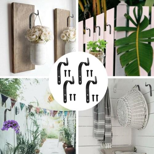 4pcs/set Professional Balcony Plant Flower Pot Wrought Basket Hanging Wall-Mounted Iron Holder Hooks Decoration Garden Brac B7E0