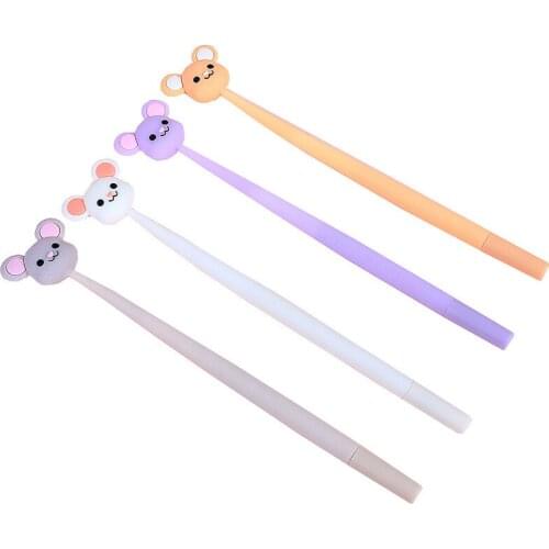 48PCS Cartoon Mouse Silicone Gel Pen Cute Balloon Mouse Swing Signature Pen Hamster Flexible Glue Ball Pen Stationery