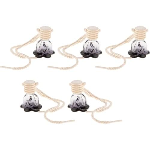 5Pcs Air Freshener Car Printed Hanging Diffuser Bottle, 10ml Perfume Fragrance Bottle Flower