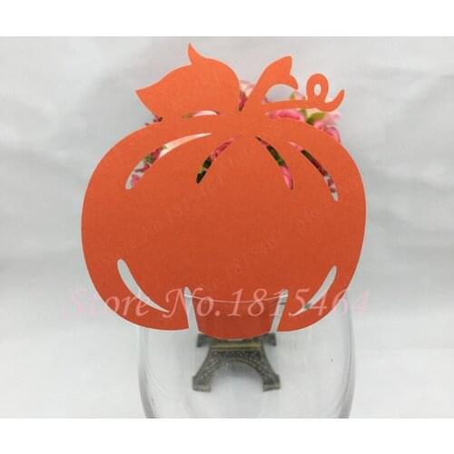 50pcs Halloween Pumpkin Place Card Guest Name Card Party Wine Glass Cup Cards Table Decoration Halloween Party Decoration