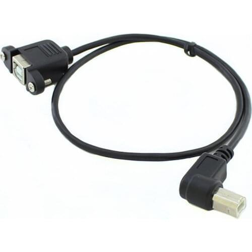 90 Degree Angled USB 2.0 B male to female extension Screw Lock Panel Mount cable 50cm for Printer