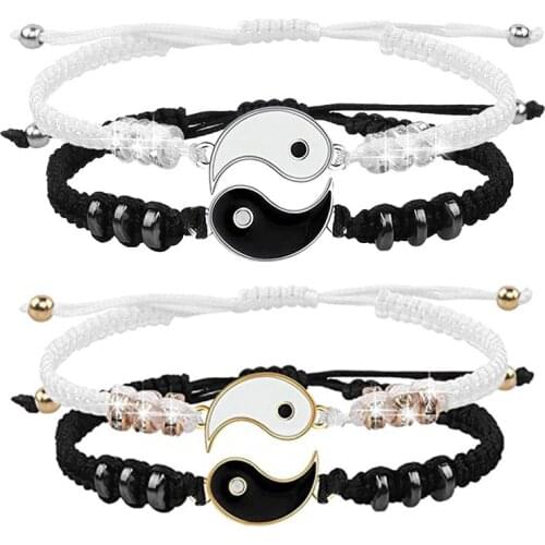 Tai Chi Couple Bracelets For Lovers Adjustable Braid Chain Bracelet Necklace Matching Lover Bracelets Friendship Jewelry Gifts