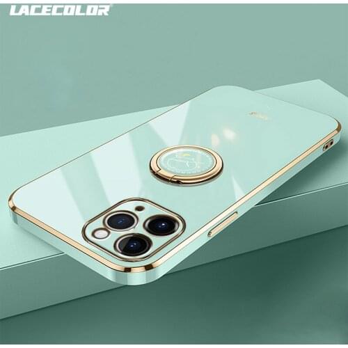 Luxury Plating Ring Holder Case For iPhone 12 Mini 11 Pro XS Max XR X 8 7 Plus SE 2 Shockproof Silicone Original Back Cover Capa