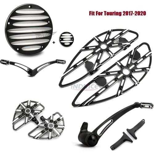 Black Aluminum driver Passenger floorboards derby timing cover Brake shifter levers For harley 2017-2019 Road Glide Ultra FLTRU