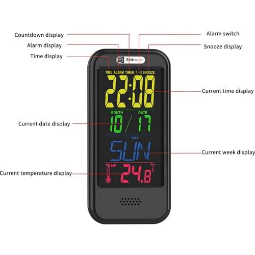 Digital Clock With LCD Auto Clock With Timer And Temperature Large Display Calendar Clock For Home Office Kids Adults