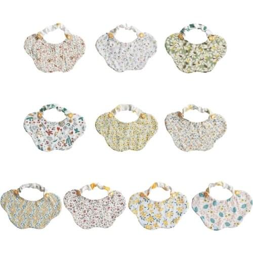 Baby Soft Cotton Drool Bibs Floral Printing Saliva Towel Boy Girl Feeding Apron