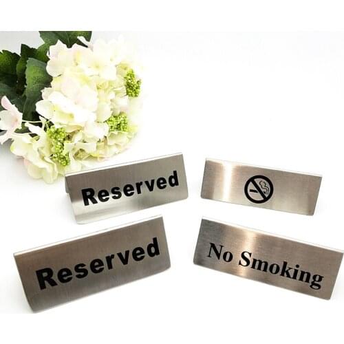 Non-smoking Stand Desk Warning Stand Logo Rack Home Bar Hotel Restauran Public Place Warning Sign Stainles Steel Tabletop 5pcs