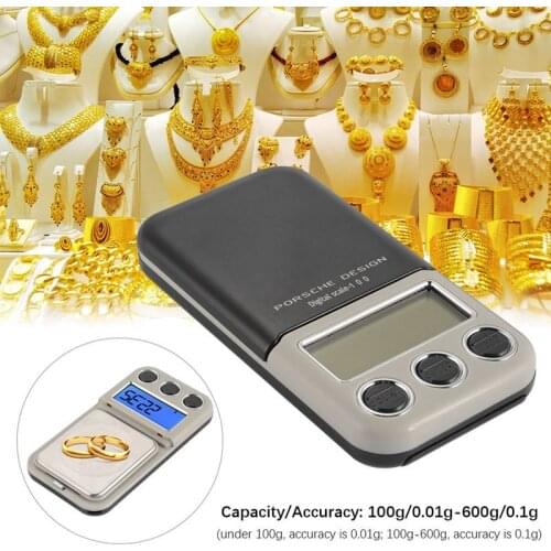 Dual-Accuracy Digital Pocket Gold Jewellery Weighing Scales 100/ 0.01-600/0.1g