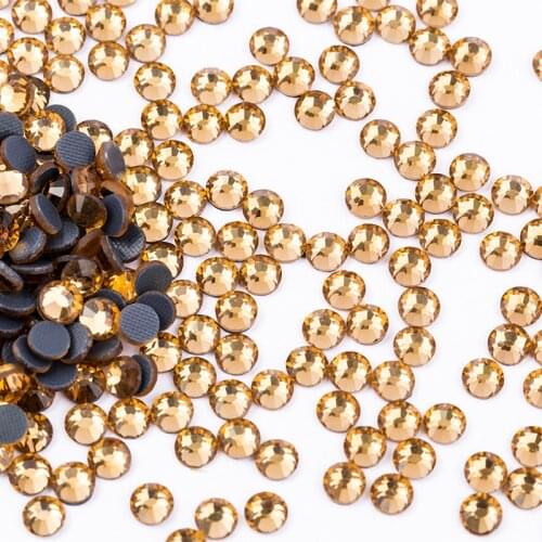 Hot Fix Rhinestones Top Quality Lt.Colorado Topaz Color For DIY Craft Cloth Flatback Crystal Rhinestones Glass Strass Decoration