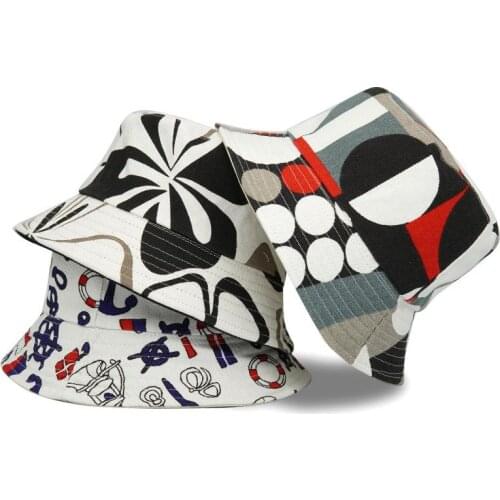 LDSLYJR Cotton Fashion Joker Print Bucket Hat Fisherman Hat Outdoor Travel Hat Sun Cap Hats for Men and Women 397