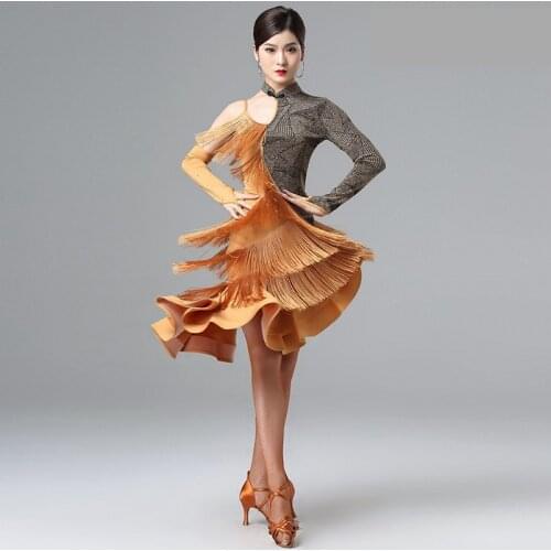 Tassel Latin Dress Women Dancing Clothes Fringe Rumba Samba Dress Ballroom Performance Wear Party Costume Gatsby Dress