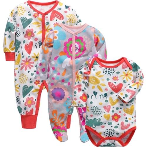 Baby Romper Newborn baby boys girls clothes 3 6 9 12 months cotton infant jumpsuit toddler kids clothing 3Pcs/lot
