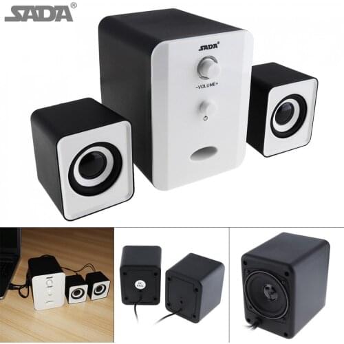 SADA 3W Combination Mega Bass Subwoofer Speaker Column Computer Speaker with 3.5mm Audio Plug and USB Power Plug for DVD TV PC