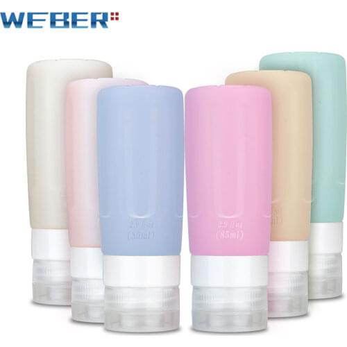 Kit Viagem Frasco Silicone Portable Travel Bottles Set /6PCS, Kit Viagem Silicone FDA for Shampoo Liquid Cosmetic Storage 85ML