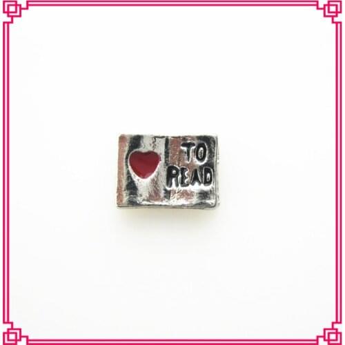 Hot selling 20pcs/lot love to read floating charms living glass memory floating lockets diy jewelry
