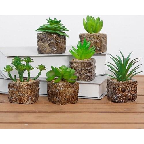 Mini Artificial Succulents Pot Plant Plastic Bonsai Home Office Garden Decor