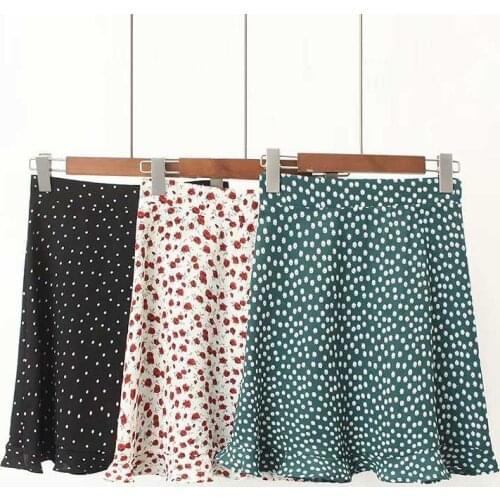 Summer Ruffled Hem Mini Floral Skirt Short High Waist Sexy A-line Tight Elegant Short Dress