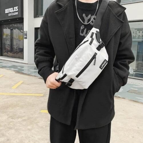 Men Black Crossbody Bag 2021 Fashion Chest Bag Unisex Nylon Waterproof Short Travel Phone Pouch Male Belt Purse Waist Bags