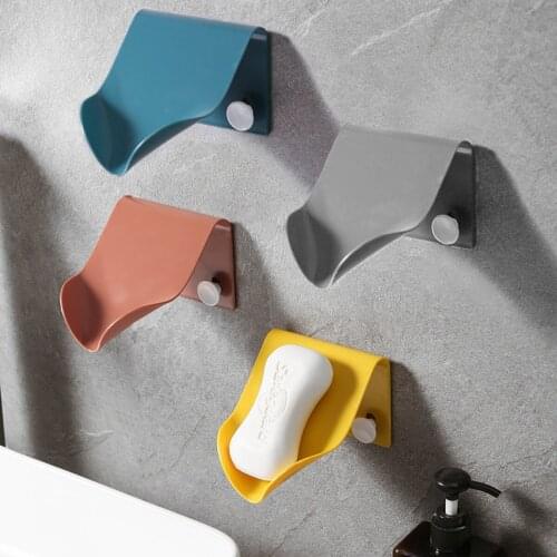 Soap Dish For Bathroom Soap Holder With Drain Wall Mounted Self Adhesive Plastic Shower Soap Container Storage Box Bath Supplies