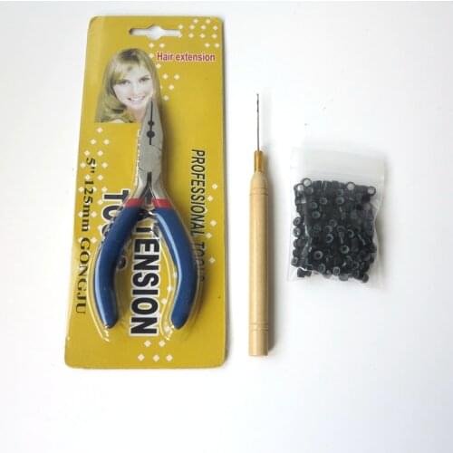 Blue Color Hair Accessories Extensions Tools plier and needle hook set kit tools for micro ring hair micro loop hair extension