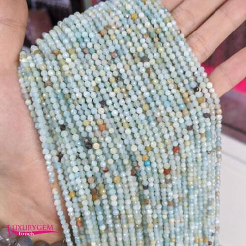 Natural Multicolor Amazonite Stone Loose Small Beads High Quality 3mm Faceted Round Shape DIY Gem Jewelry Accessories 38cm wk352