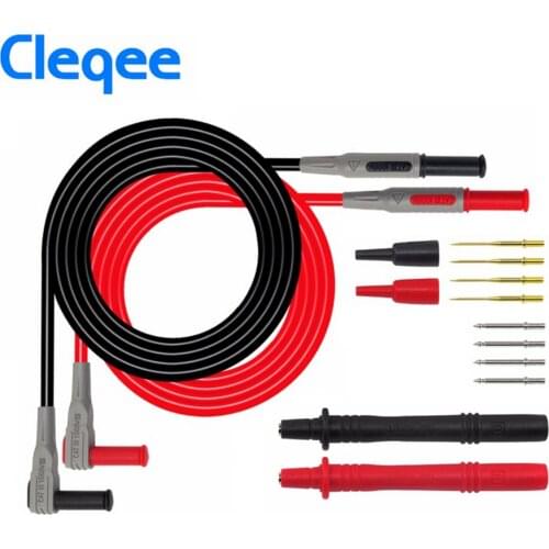 NEW Cleqee P1300A Probes for multimeter Replaceable gilded Multimeter probe Test Lead kits 4mm Banana Plug safety cap test probe