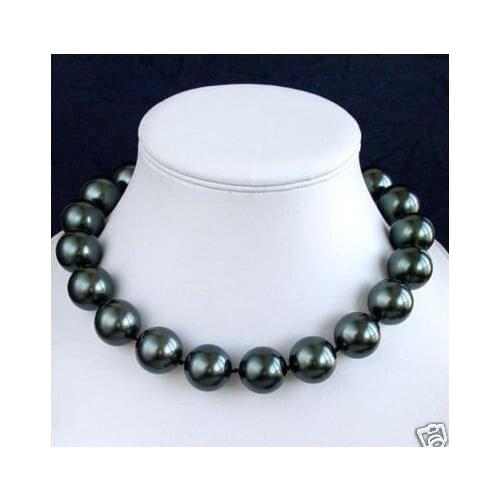 Charming Noblest 12mm black big shell pearl necklace 17 inch Fashion AKOYA Free shipping