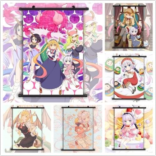 Miss Kobayashis Dragon Maid Tohru Kanna Kamui HD Print Wall Poster Scroll