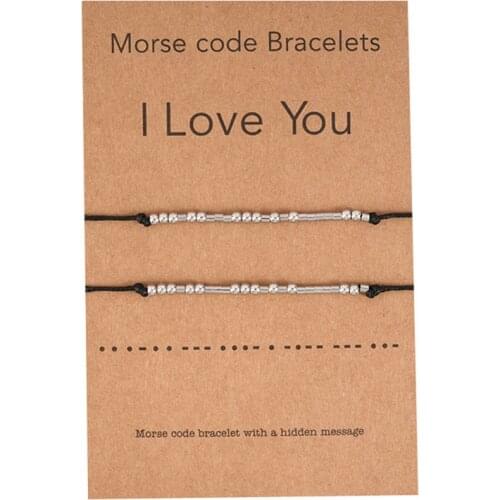 Cmoonry New Fashion Stainless Steel Beads Morse Code Bracelet For Women Men Handmade Braided "I Love You" Bracelet Promise Gift