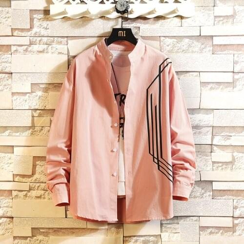 Casual Brand Fashion Solid HIP HOP Punk Loose Black White Mens Cargo Shirts Long Sleeves 2021 New Spring Autumn Plus OverSize