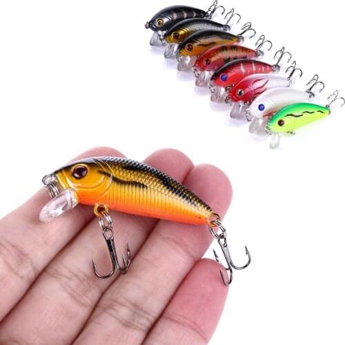 1PCS Minnow Fishing Lure 3D Eyes 5cm For Fishing Crankbait Wobbler Artificial Hard Bait Three Anchor Hook Fishing Tackle