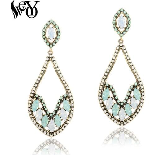 VEYO Classic Acrylic Drop Earrings for Women Rhinestone Bohemian Ethnic Dangle Earrings 2019 Brand New Gift Fashion Jewelry