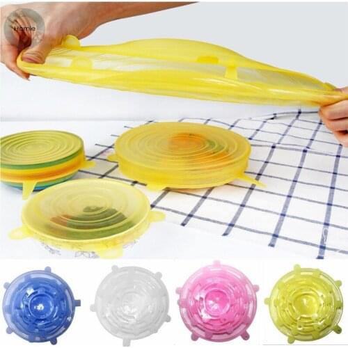 Homies 6pcs/set Silicone Lids Durable Reusable Food Save Cover Heat Resisting Fits All Sizes and Shapes of Containers Dropship