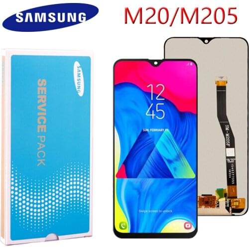 SUPER AMOLED 6.3'' LCD For SAMSUNG Galaxy M20 LCD M20 2019 SM-M205 M205F LCD Display Touch Screen Digitizer Assembly