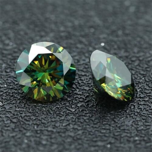 Light green Round shape Excellent quality 1ct-6ct 1pcs DVVs Color Moissanites Diamond Customized Jewelry Ring