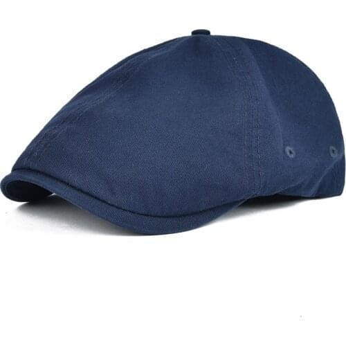 VOBOOM Twill Cotton Ivy Flat Cap Men Women Navy Blue Casual Driver Cabbie Elastic Adjustable Boina Berets Summer 062