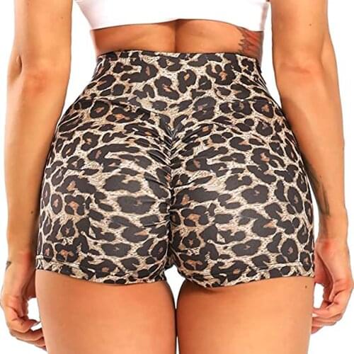 Womens High Waist Workout Shorts Vital Leopard Print Fitness Yoga Shorts Scrunch Butt Running Shorts Sport Gym Short Leggings