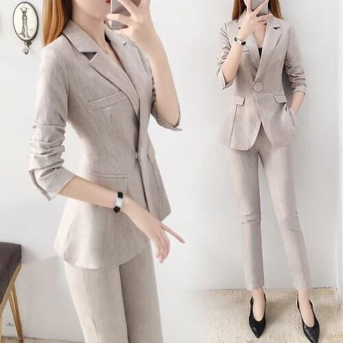 Womens suit spring and autumn fashion was thin professional suit temperament trousers suit two-piece suit wild