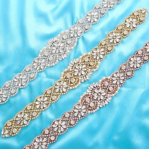 SESTHFAR Wedding Dress Sash Rhinestone Applique Diamante Belt Silver Belts Oriental Female Belt for Wedding Bridesmaid Sash