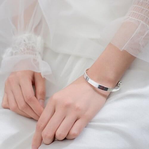 MIQIAO Sterling 999 Pure Silver Bangles Argent Female Simple Adjustable Ladies Bracelet On Hand Temperament Fashion Jewelry Gift