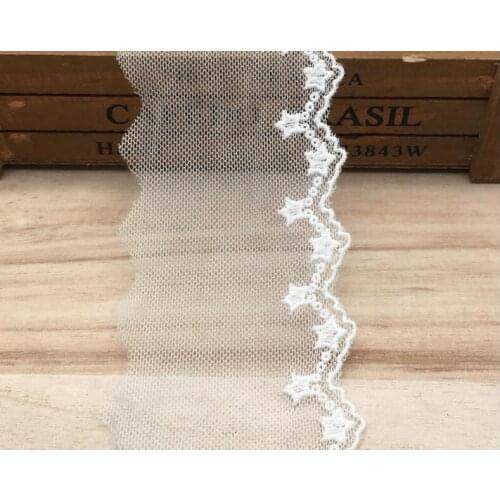 1Yards High Quality Lace Fabric 6.3cm Applique Star Lace Collar Mesh Fabric Ribbon Lace Trim Sewing Guipure Craft dentelle L007
