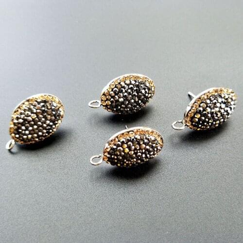 10 Pairs Druzy Pave Crystal Rhinestone Beads Stud Earrings Charms Jewelry For Making Earrings DIY Fashion Jewelry Finding ER-128