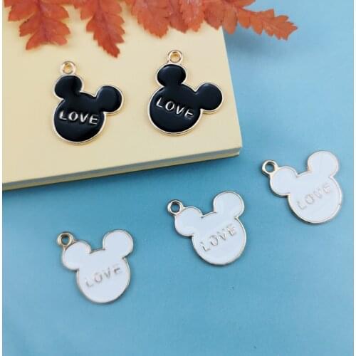 10pcs Alloy Mouse Head Enamel Charms Pendants Oil Drop Cartoon Rats Floating DIY Earring Bracelet Jewelry Accessory Making