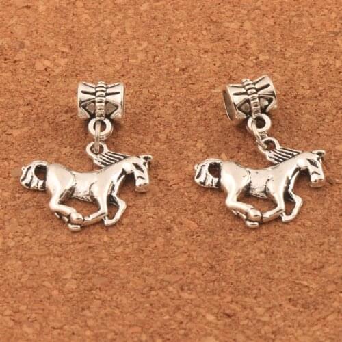 18pcs 21x28mm zinc alloy Skinny Old Horse Charm Beads Dangle Fit European Bracelets Jewelry DIY B049