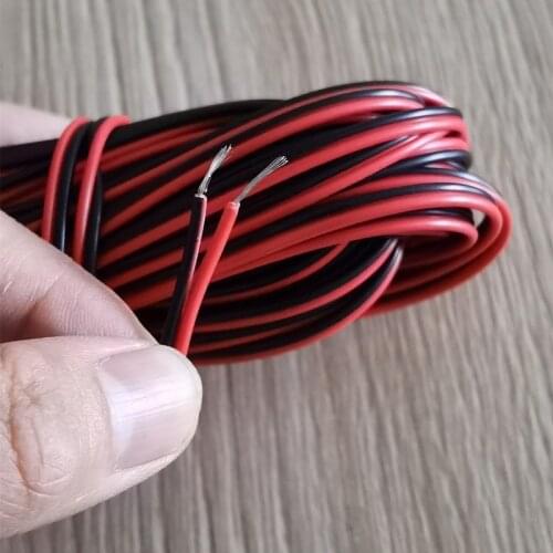 2 pin Electrical Wires Tinned copper speaker Red Black Flat ribbon Cable 16 18 22 24 26 awg LED Car fil electric wire 12V