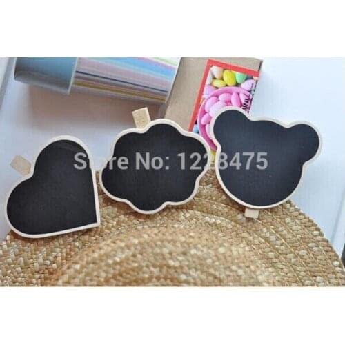 3PCS Heart Shape Mini Wooden Blackboard Clips Cute Bear Photo Memo Peg Pin DIY Craft Chalkboard Clips Office School Supplies