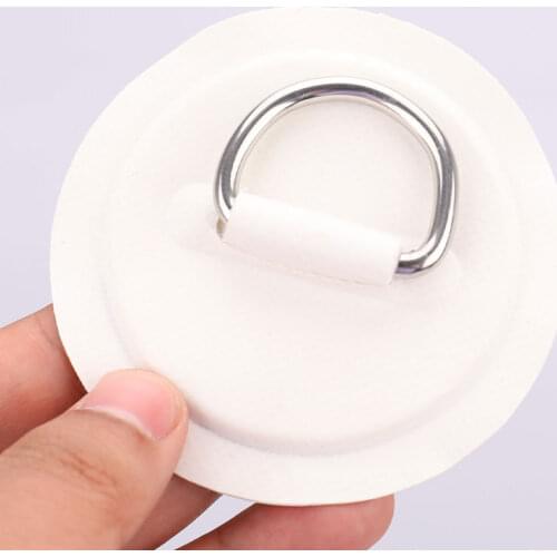 4pcs Surfboard Boat Pvc Patch D Ring Deck Rigging Sup Round Ring Pad Kayak D Ring Buckle Black And White