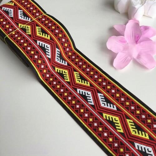 5yards cross stitch jacquard webbing lace trim 10cm dress collar ribbon tape ethnic tribal nepal thai india boho DIY accessories
