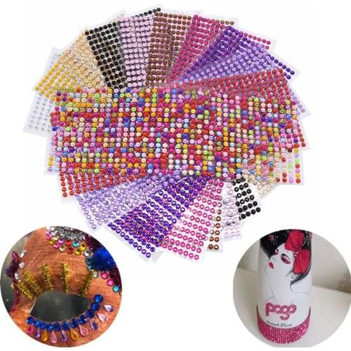 3-6mm Acrylic Crystal Stickers Self Adhesive Rhinestone Diamond Sticker Phone Car Decor DIY Crafts Decals Childrens Toys